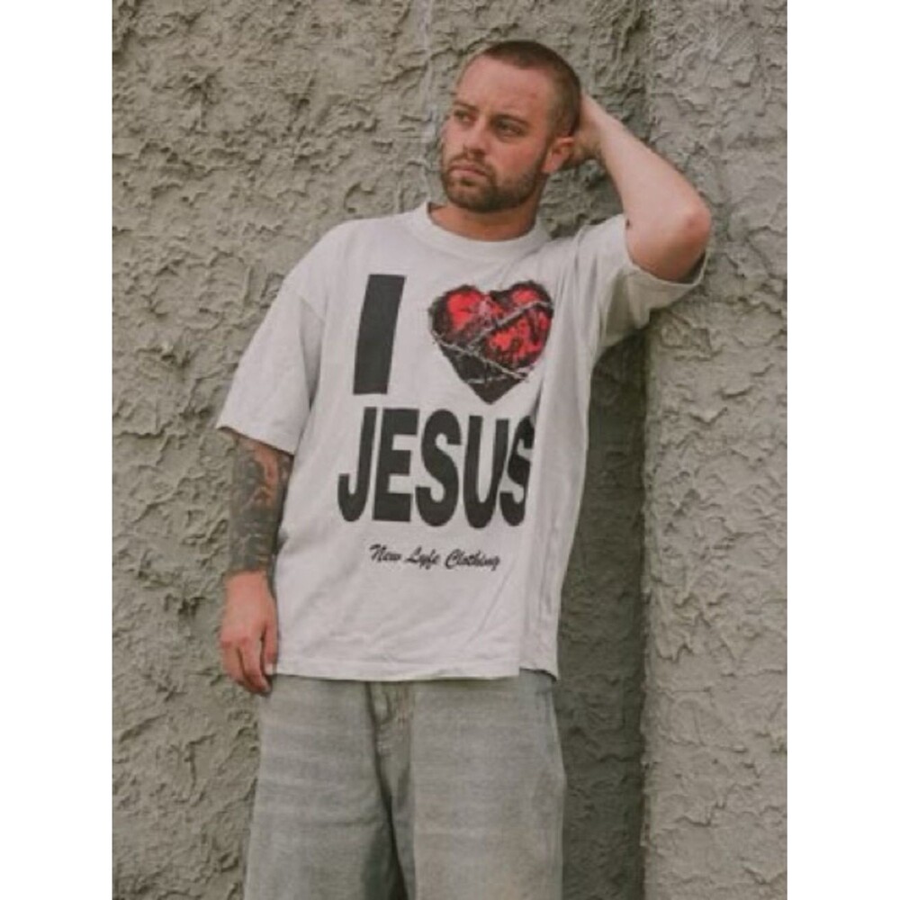 NEW I Heart Jesus T-shirt by New Lyfe Clothing Size Large NWT 100% Combed Cotton